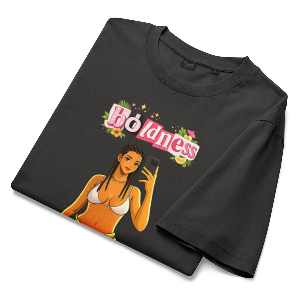 T-shirt oversize LILA™ Boldness Gold Edition coton bio teint en pièce, luxe caribéen Antilles