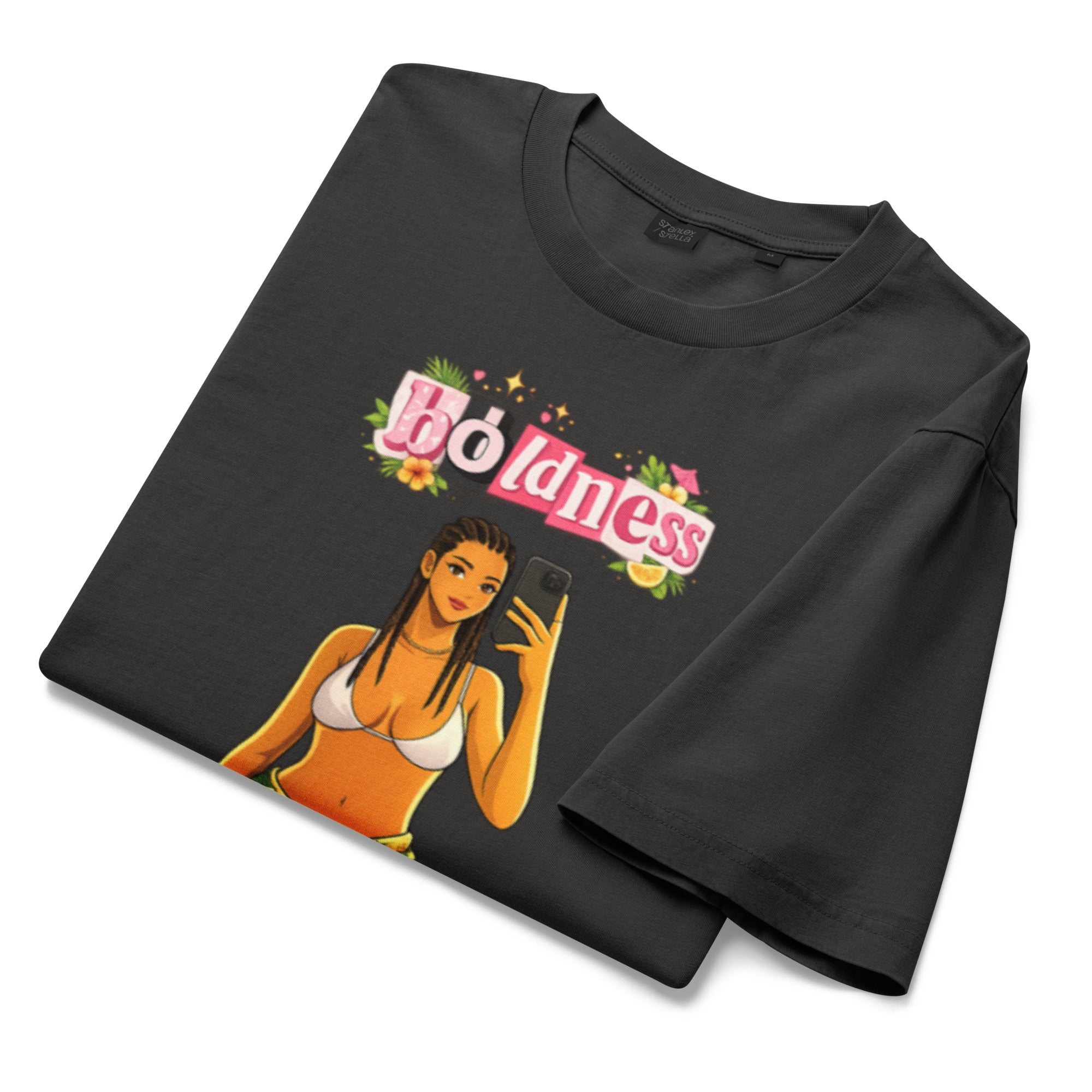 T-shirt oversize LILA™ Boldness Gold Edition coton bio teint en pièce, luxe caribéen Antilles