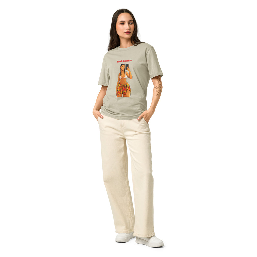 T-shirt unisexe LILA™ Boldness Madras Edition Vintage teint en pièce, style rétro caribéen Guadeloupe